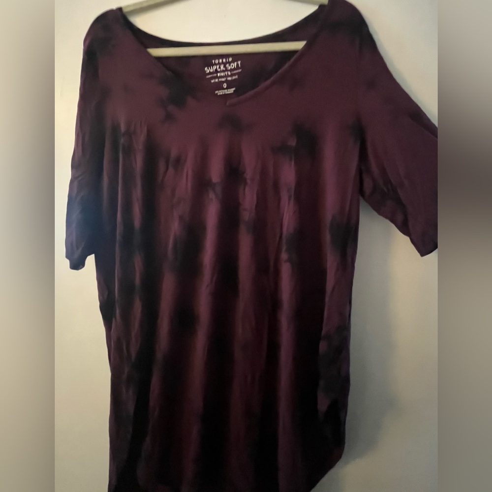 Torrid Purple and Black Tie-Dye Tunic Top
